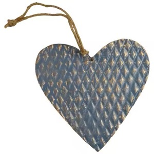 Decoración Colgante de Corazón Grande de Metal, Rojo y Dorado, Hierro, Corazón Doble Colgante Grande, Pintado a Mano - Product Image 4