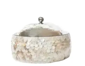 Best Mother Of Pearl Hot Pot Steel Base With Silver Hammered Lid Food Warmer Or Hot Pots For Dining Table Top Serving MOP Pot
