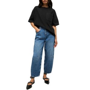 Camiseta de Mezclilla para Mujer Talla Grande, Ajuste Suave y Cómodo, Diseño Casual con Estampado de Rayas, Ecológica, Elegante, Diseño Holgado, Tela Resistente - Product Image 4