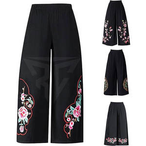 Fashionable Designs Casual Embroidered <b>Trousers</b> For Ladies Custom Embroidered Cotton For <b>Women</b> <b>Trouser</b> - Product Image 4