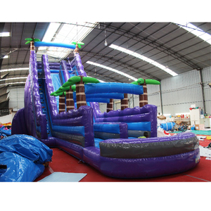 Prix d'usine, toboggan aquatique gonflable en PVC, toboggan de piscine, design marbré violet, pour usage résidentiel, location pour fêtes d'été - Product Image 1