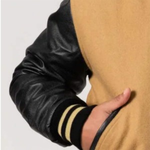 Chaqueta universitaria de alta calidad para hombre, tamaño personalizado, cuello levantado, logotipo frontal, Mangas de cuero bordadas, logotipo personalizado de Color personalizado - Product Image 5