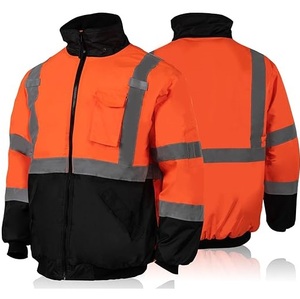 Veste de sécurité en toile imperméable à ressort réfléchissante surdimensionnée multicolore pour hommes avec logo à l'avant - Product Image 6