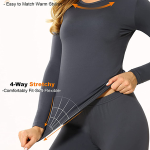 Haute qualité en gros femmes longs Johns ensembles hiver vêtements chauds respirant Polyester thermique 2 pièces costume couleur personnalisée - Product Image 2