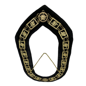 Oficiales Aliados Grados masónicos Collar de Oficial Oro Moire Masonic Regalia Craft Oficiales Collar de cadena/masónico y masón libre - Product Image 4