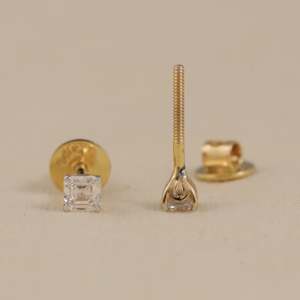 Pendientes de Botón Asscher con Diamante Cultivado en Laboratorio, Plata de Ley y Oro, 0.45 Quilates, Claridad VS1, Elegante Regalo para Mamá o Hija - Product Image 6