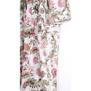 Peignoir d'été léger fait main indien style bohème en coton floral imprimé au bloc, kimono doux et respirant pour la détente - Product Image 2