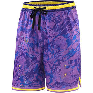 Logo personnalisé Short de sport d'été pour hommes Taille élastique Taille moyenne Fitness Basketball Gym Mesh Shorts avec poche avant 100% coton - Product Image 4