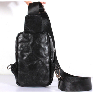 Sac de poitrine pour homme en cuir de vachette véritable, sac bandoulière vintage portable et imperméable, élégant pour téléphone portable - Product Image 4