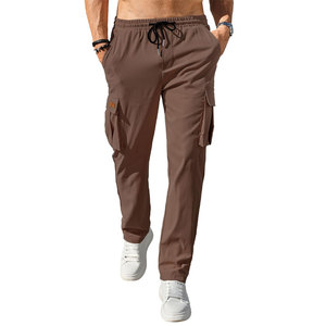 Jogger en toile léger taille moyenne pour hommes Pantalon cargo respirant décontracté avec fermeture éclair et poches - Product Image 1