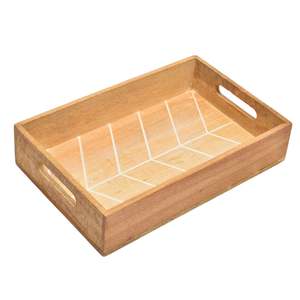 Bandeja Redonda de Madera de Acacia con Asas para Servir Bebidas, Té, Postres, Cena, Desayuno (30.48cm X 30.48cm X 4.06cm) - Product Image 3