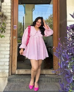 Robe d'été en coton indien faite à la main pour femmes Mini col en V Lavable Douce Naturelle Respirante Écologique Vêtement de fête élégant - Product Image 4