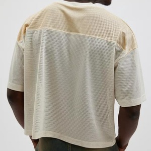 T-shirt de gymnastique pour hommes en gros personnalisé surdimensionné 100% coton tricoté maille maillot de football à manches courtes sport imprimé maillot - Product Image 5