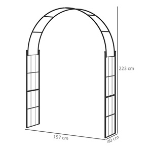 Outsunny Arche de jardin pour plantes grimpantes et décorations, métal noir, 157x40x223cm - Product Image 3