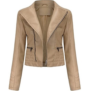 แจ็กเก็ตหนังแกะแท้สำหรับผู้หญิง2025ฤดูใบไม้ร่วงแจ็คเก็ตมีซิปแขนยาวสำหรับนักขี่มอเตอร์ไซค์เสื้อโค้ทตัวนอกสำหรับผู้หญิง - Product Image 5