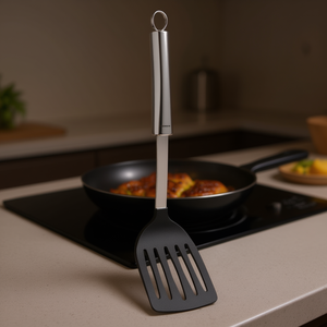 Espátula de Cocina 84x34cm, Utensilio de Acero en Cromo Elegante y Negro, Modelo 2437 - Product Image 3
