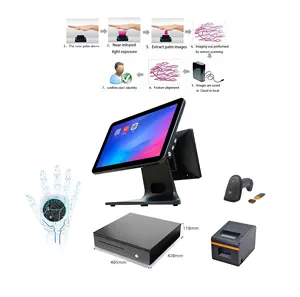 15-inch dual screen touch POS cash register, retail store / catering system palm vein recognition login