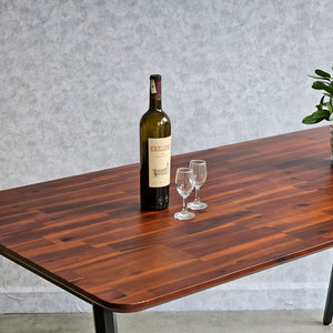 Mesa de Comedor Rectangular de Diseño Industrial 160x80cm de Madera de Acacia con Patas de Hierro, Requiere Ensamblaje BA68169 - Product Image 3