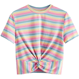 Última llegada Precio al por mayor Nuevo diseño Venta caliente Verano Mujeres Crop Top Camisa Alta calidad Precio bajo Manga corta Crop Top - Product Image 3