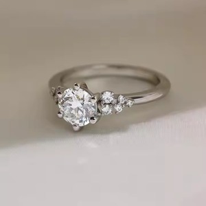 Anillo de compromiso de oro sólido de 14 quilates para mujer con forma de diamante cortado de 2,25 CT y joyería fina de 10 piedras para Promise Propose - Product Image 2