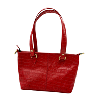 Sac fourre-tout décontracté en cuir véritable personnalisé, motif crocodile gaufré, rouge, sac à bandoulière pour femme, mode, durable, fermeture éclair, grande capacité