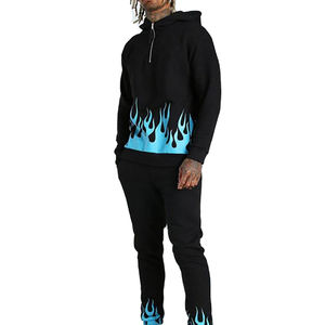 Ensemble de survêtements d'hiver Streetwear Survêtement Sweat personnalisé en coton vierge imprimé de logo Survêtements décontracté de luxe à fermeture éclair - Product Image 4