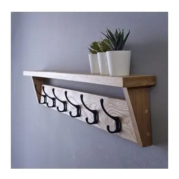 Appendiabiti in legno tradizionale con Design geometrico mensola a parete e ganci a parete al premio all'ingrosso disponibile