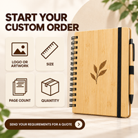 Carnet à spirales LABON personnalisé en bambou avec couverture en PU, format A5, logo gravé au laser, pages vierges, bande élastique, porte-stylo, cadeaux OEM