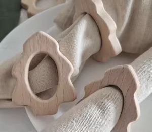 Stylish Polished Wooden Napkin <b>Rings</b> With Gold Detailing Elevate Dining <b>Aesthetics</b> With A Touch Of Natural Elegance - Product Image 6