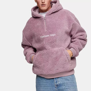 Sweat à capuche en polaire Sherpa pour hommes entièrement fait sur mesure pour l'hiver-Tissu de flanelle tricoté solide à capuche populaire - Product Image 1