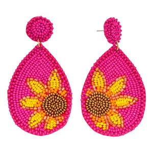 Seed <b>Bead</b> Embroidered Earrings Flower Design Earrings Handmade Multi <b>Color</b> Earrings for Women - Product Image 2