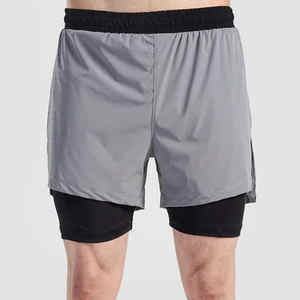 100% Polyester High Waist <b>Gym</b> <b>Shorts</b> Double Layer Breathable Plain Dyed Solid Pattern Lace Eco-Friendly Casual Style OEM Service - Product Image 1