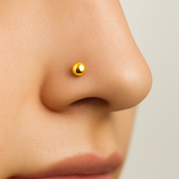 Fourniture d'usine : Piercing de nez en or massif 14K, hypoallergénique, avec boule de 2mm et tige courbée 18G, idéal comme cadeau de fiançailles