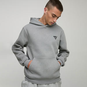 Sweat à capuche épais Heather Grey pour homme, 420 GSM, coupe oversize, style streetwear, 100 % coton mélangé, avec impression de logo personnalisée, vente en gros - Product Image 1
