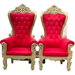 Admirable diseñador chapado en oro Marco de metal resistente y terciopelo de color rojo Silla de eventos de boda y fiesta de alta calidad estándar - Product Image 1