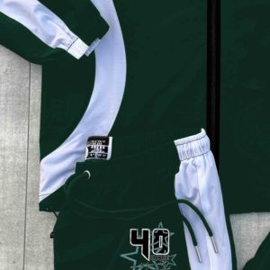 Custom Men's Casual Sweat Jogger Stacked Pants Set 2 <b>Pc</b> Solid 100% Cotton Fleece Breathable Distressed Embroidery Hoodie Flared - Product Image 6