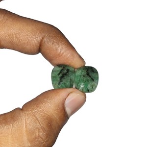 Zambian แท้สีเขียวมรกต Agate ต่างหูคู่ตัดเหลี่ยมเพชรพลอยสำหรับทำเครื่องประดับธรรมชาติ1ชุด - Product Image 1