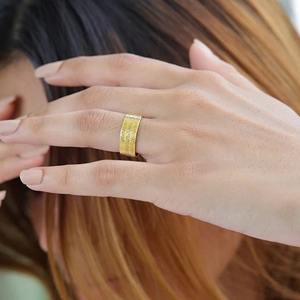 Anillo ancho de plata de ley chapado en oro unisex, anillo de moda de declaración espiritual con inscripción árabe personalizada para unisex - Product Image 2