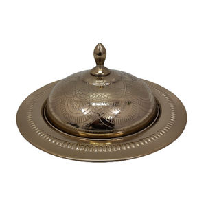 Vente en gros de plateau alimentaire en aluminium et en fer en vrac Tijen avec couvercle et ghundi finition en laiton de forme ronde fabriqué à la main en vrac - Product Image 4