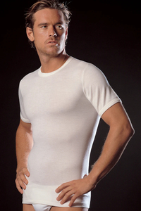 Camiseta de cuello redondo para hombre de fabricación italiana, ropa interior de mezcla de algodón de lana y seda - Product Image 3