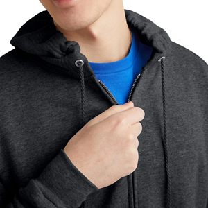 Sweat à capuche épais et uni pour homme, en coton écologique, avec fermeture éclair, logo brodé, idéal pour l'hiver, vente en gros - Product Image 5