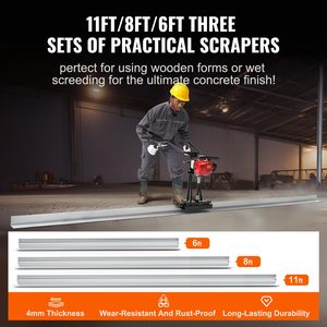 Juego de herramientas eléctricas para hormigón con motor vibrador de 4 tiempos y borde recto de aluminio de 6/8/11 pies para acabado de cemento - Product Image 5