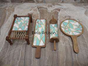 ชุดจานไม้มะม่วงเคลือบพิมพ์ลายสำหรับงานเลี้ยง จำนวนมาก - Product Image 2