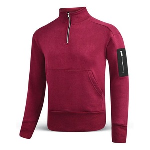 Sudadera con media cremallera personalizada de felpa francesa para hombre, jersey liso de algodón 100% con estampado de pantalla, sudadera con cremallera de cuarto de invierno - Product Image 4