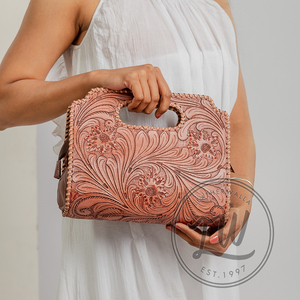 LW Genuine Handmade Leather <b>Wallet</b> Clutch Bag for Women Hand Carved Vintage Style with <b>Zip</b> Closure Portable Trending Summer 2024 - Product Image 1