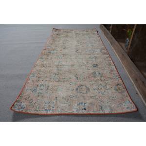 Tapis turc vintage 2.3x5ft, tapis en laine tissé plat beige et bleu avec support en latex pour les décorations de salon - Product Image 2