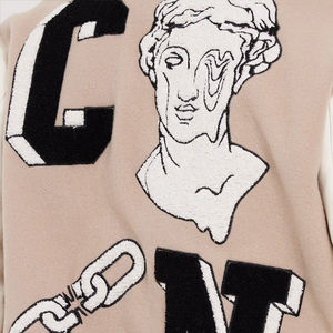 Streetwear d'hiver personnalisé en gros Chenille Broderie Manches en cuir véritable Hommes 100% Laine Baseball Letterman Varsity Jacket - Product Image 5