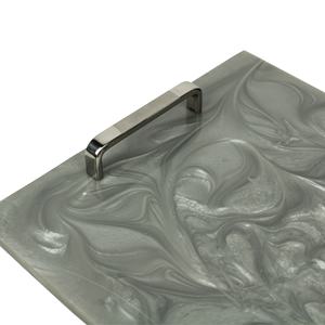 Bandeja para Servir Alimentos de Resina con Asa de Metal, Decoración Artesanal de Resina, Bandeja para Servir - Product Image 4