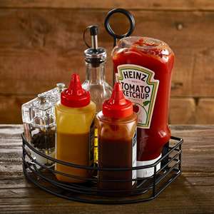 Metal Wire Round Caddy Table With Slats and Handles - Product Image 2