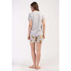 Chaqueta de dormir ovalada de manga corta con cuello redondo para mujer - Product Image 1